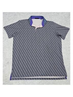 Greyson Golf Wolf Tails Polo Navy & White Performance Blend, Mens Sz L New
